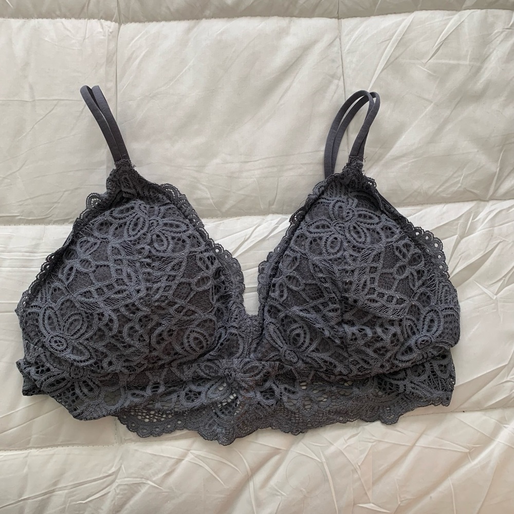 Gray/Blue Lace Bralette